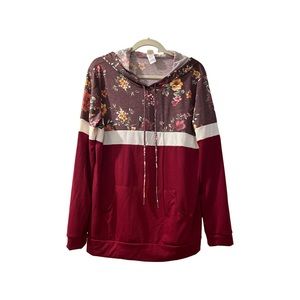 Floral Hooded Light weight Sweatshirt 1X